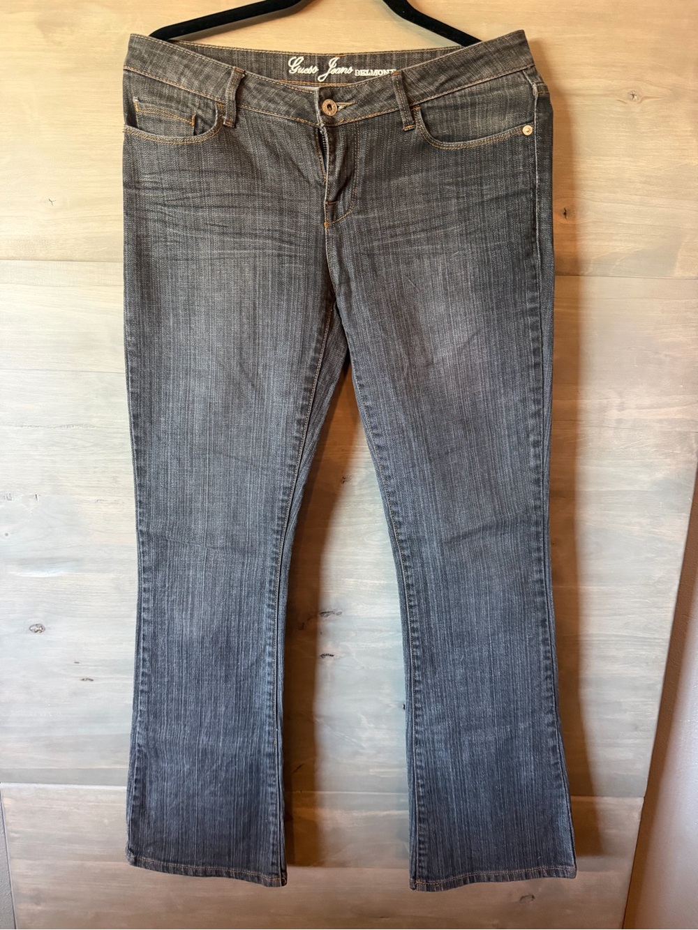 Guess Women's Gray Flare Jeans with Subtle Fading